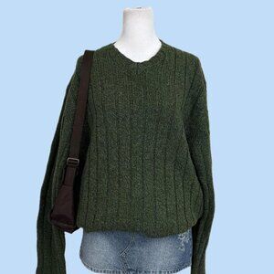 y2k green indie skate grunge elevated basic wool acrylic knit sweater